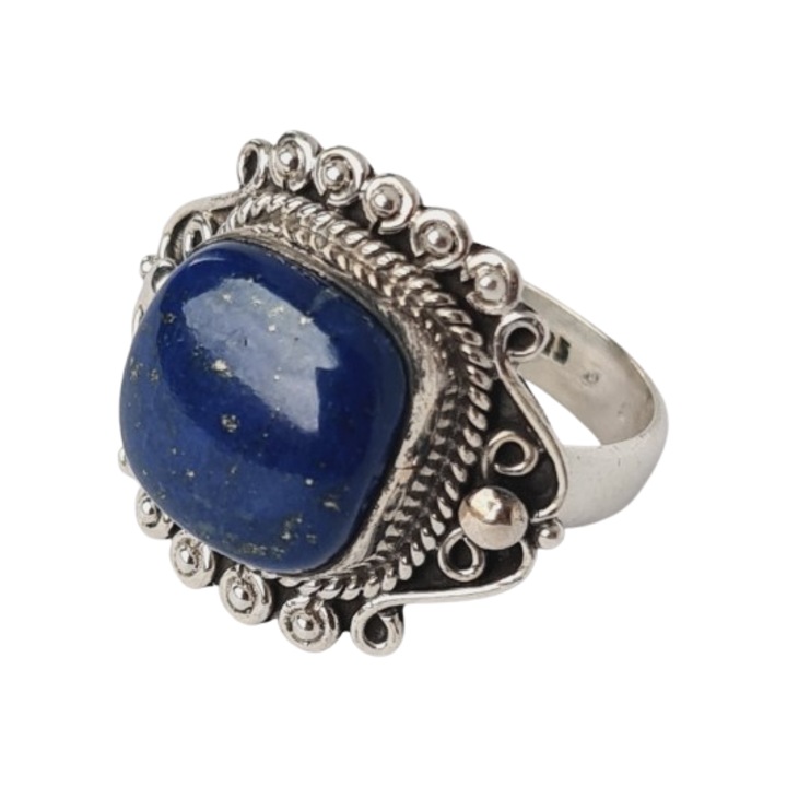 Inel argint 925, argint patinat, Lapis Royalty I, dimensiune 19.9mm(US 10), cu piatra semipretioasa