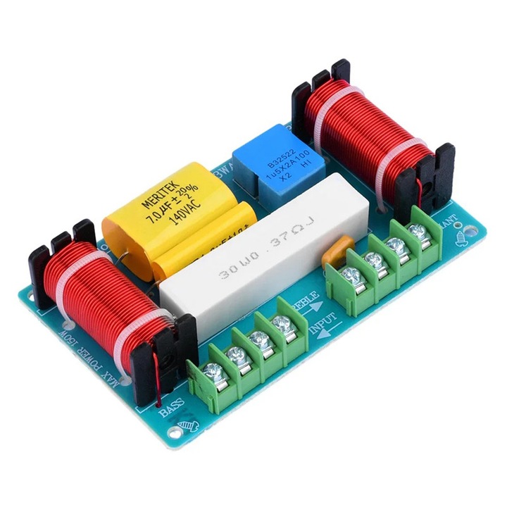 Filtru crossover audio Hi-Fi 3 cai, inalte, medii si bas, divizor de frecventa, 120W, WEAH-338