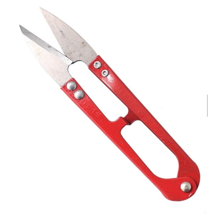 Foarfeca de finisat, Dodaco, 12 cm, otel inoxidabil, rosie