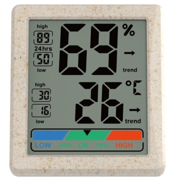Termometru / higrometru, afisaj temperatura si umiditate interioara, Bej