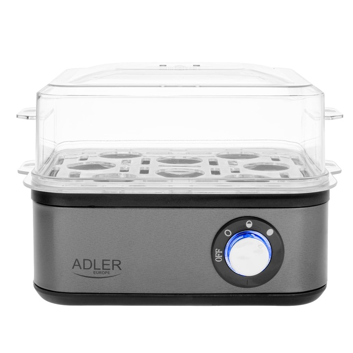 Aparat de fiert oua ADLER AD 4486 GM, 8 oua, 800W, gri inchis