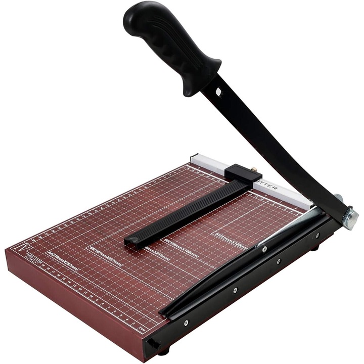 Гилотина за хартия Wacorresi, 15 инча дължина на рязане, метална основа, прецизно рязане, за картон, снимки, занаяти, За дома, офиса и училището, Червена