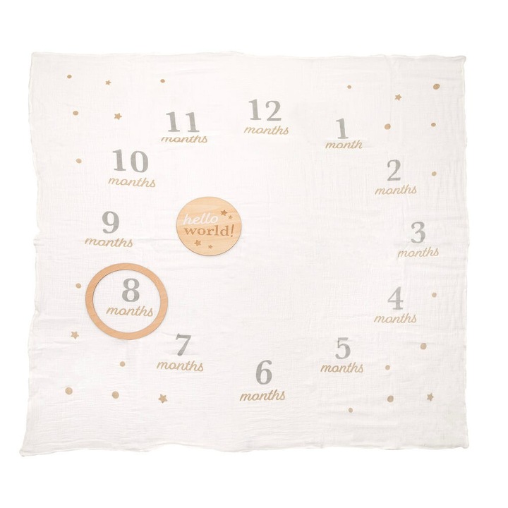 Pearhead többszínű évfordulós takaró 119x119cm, fa dísztárggyal