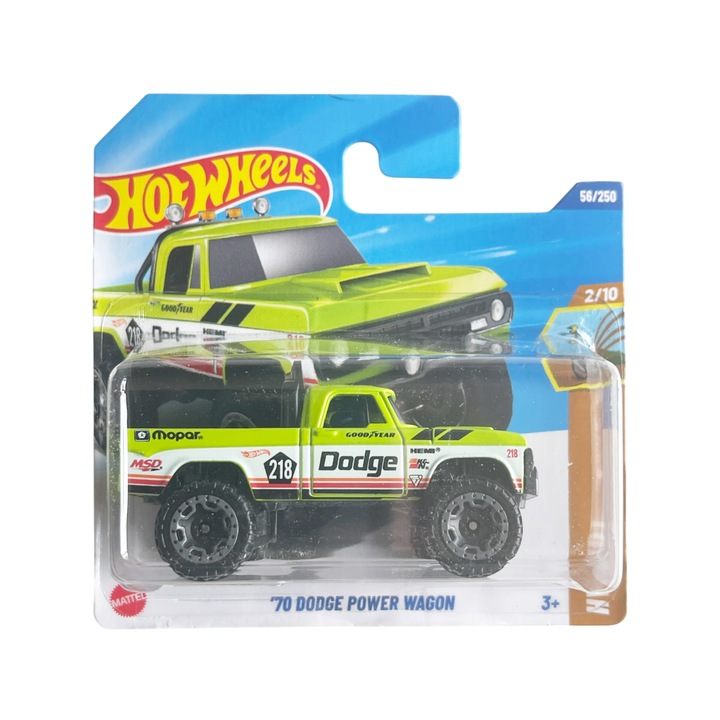 Количка, Hot Wheels, '70 Dodge Power Wagon, зелена, 1:64