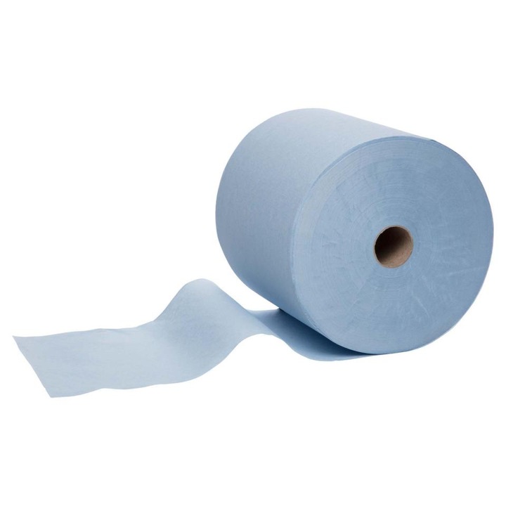 Rola prosoape de hârtie Celtex Superblue, 3 straturi, albastră, 26, 5x30cm, 2 role/set