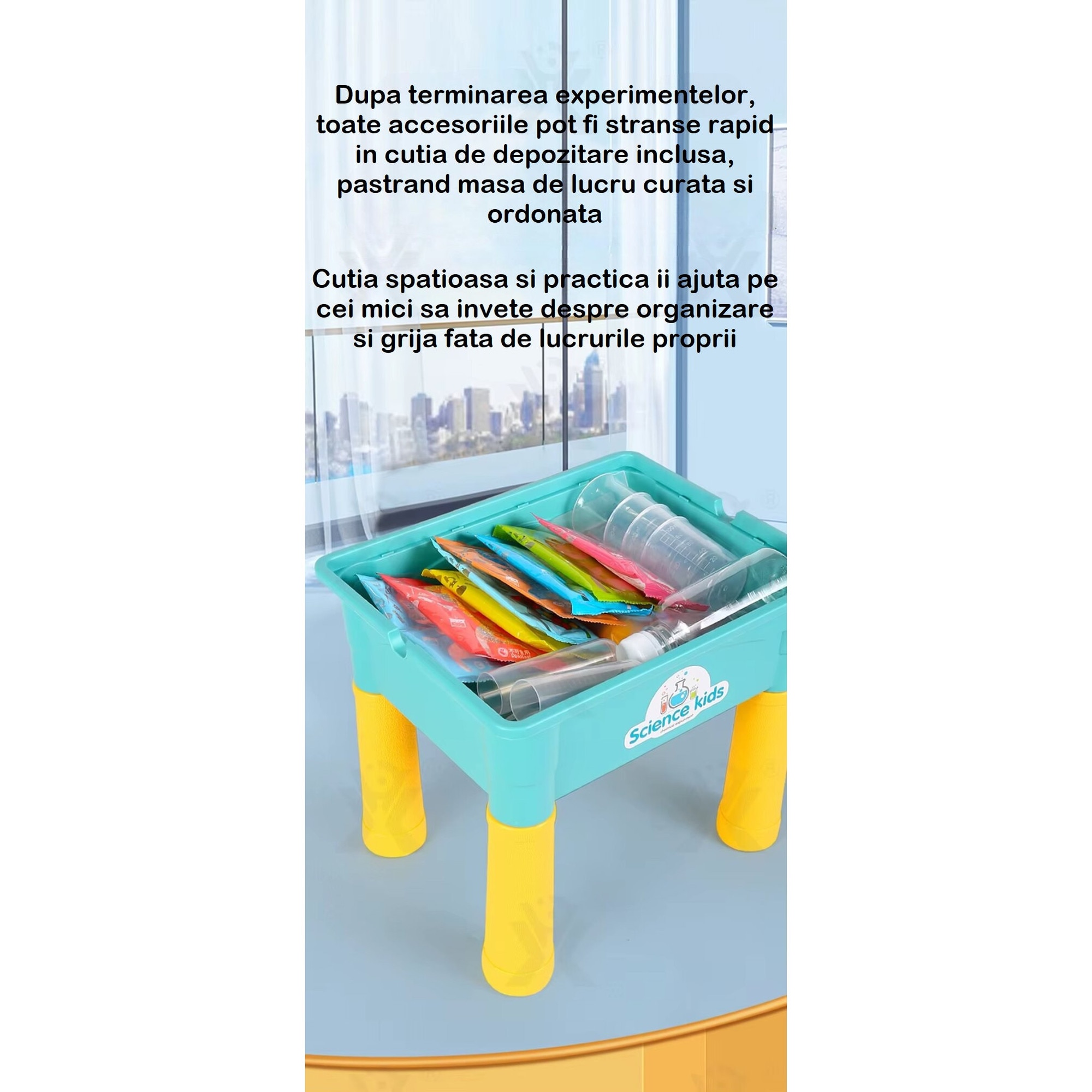 Set Stiintific pentru Copii ScienceKids™ 170 Experimente, Masuta