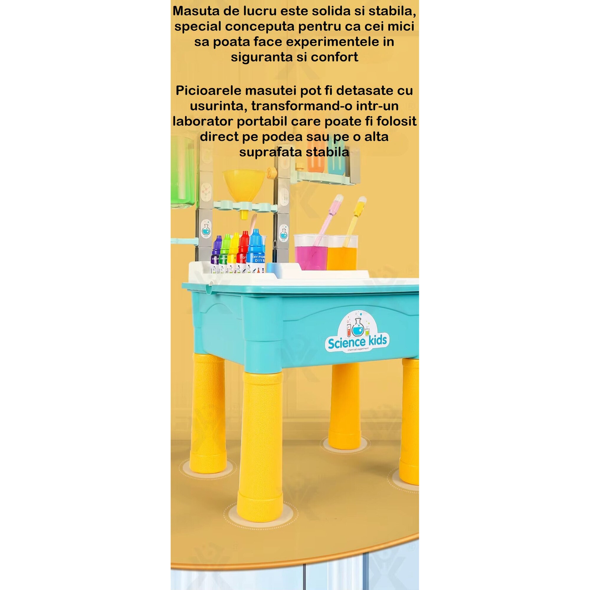 Set Stiintific pentru Copii ScienceKids™ 170 Experimente, Masuta