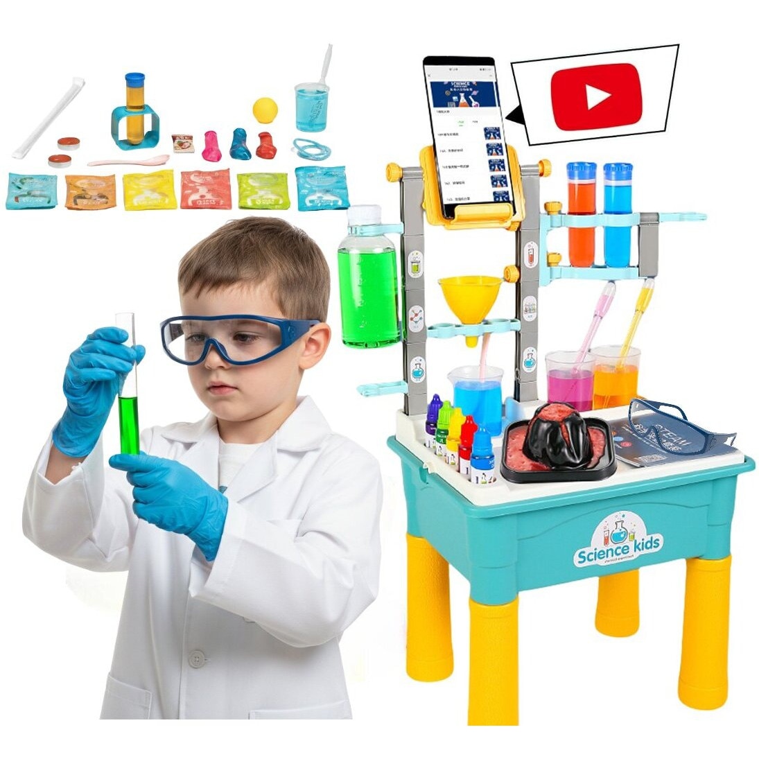 Set Stiintific pentru Copii ScienceKids™ 170 Experimente, Masuta