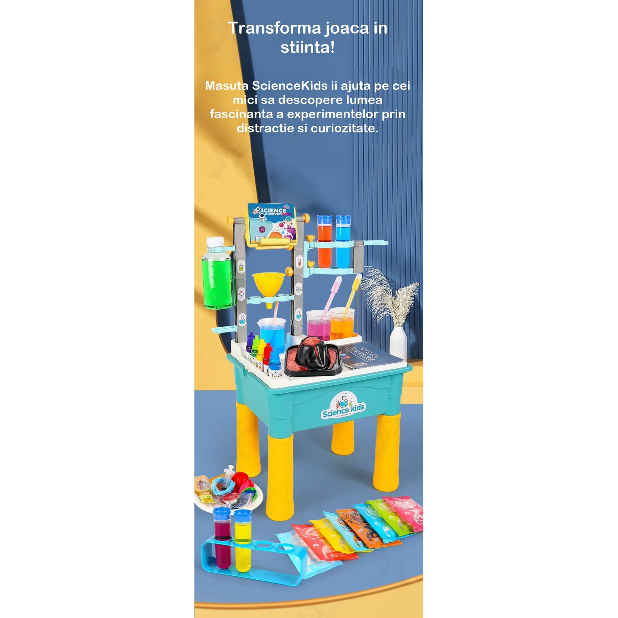 Set Stiintific pentru Copii ScienceKids™ 170 Experimente, Masuta