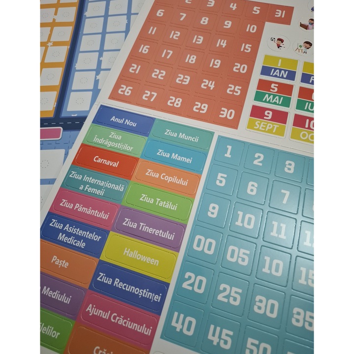 Joc educativ Calendar in limba Romana cu activitati zilnice, multicolor, Toyska®