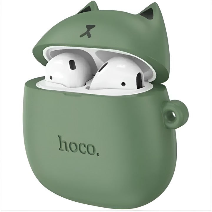 Hoco EW45 Vezeték nélküli fülhallgató, Bluetooth 5.3, Ear Buds, 350mAh, CatCase tok, zöld