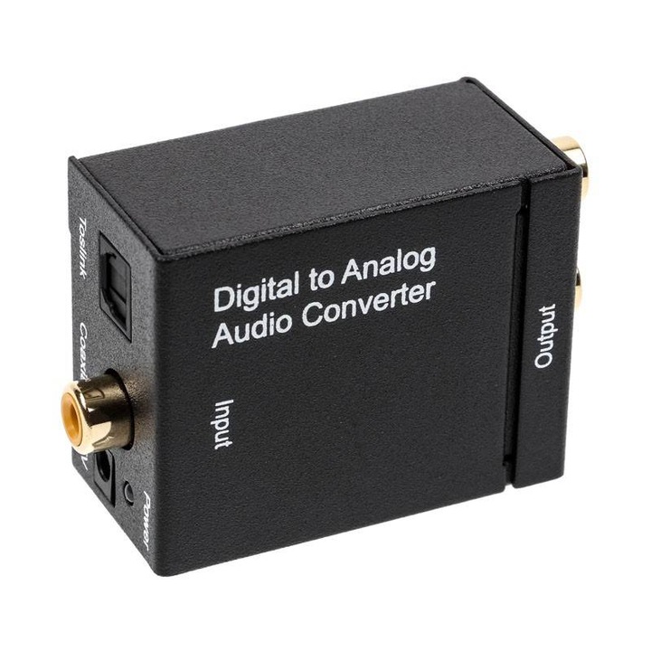 Adaptor audio digital TOSLINK la analog 2x RCA mama-mama, 230V, cu adaptor CA