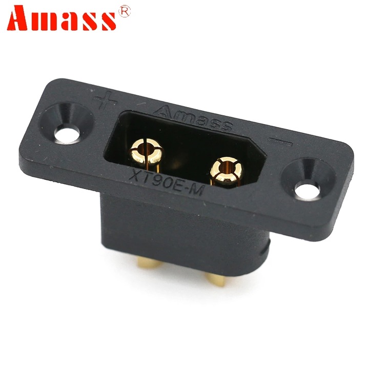 Conector alimentare DC XT90, Amass, 2 pini, 30A, 500V, negru