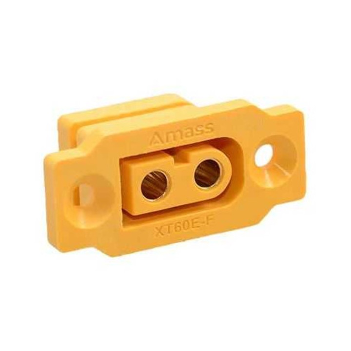 Soclu alimentare DC XT60 mama 2pini lipire montare pe panou 30A 500V galbena AMASS XT60E-F