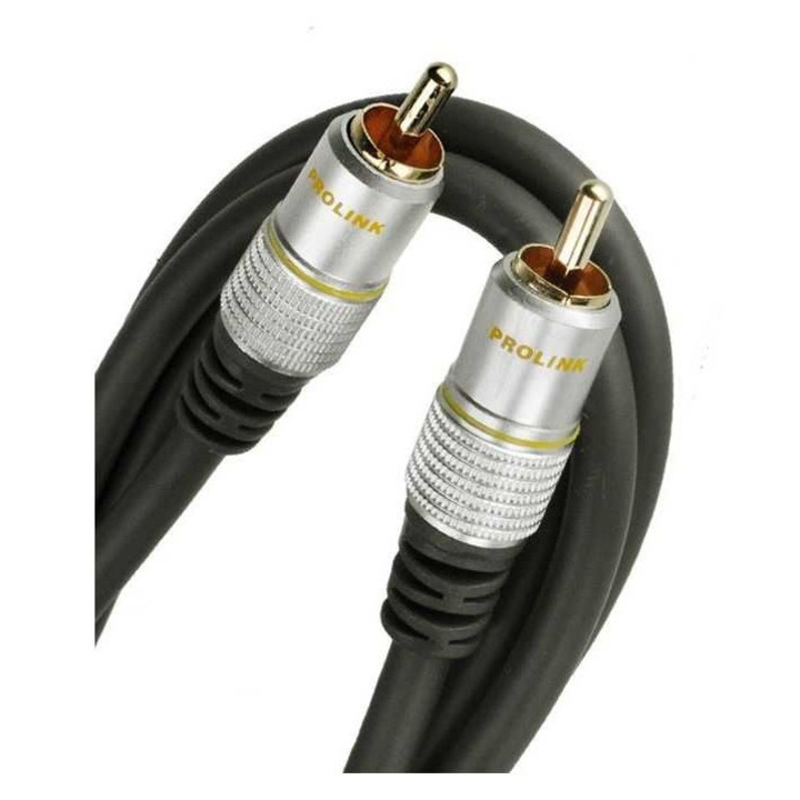 Cablu RCA 1.2m Prolink, aurit, negru