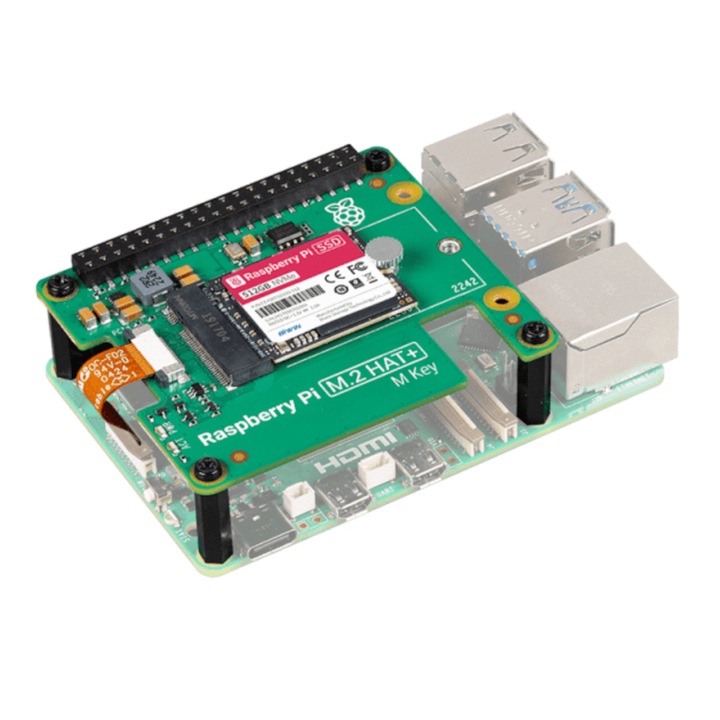 Raspberry Pi 5 M.2 HAT+ adapter 512GB SSD-vel