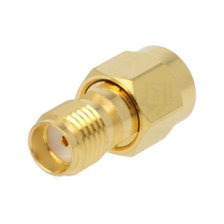 Адаптер SMA женски - RP-SMA женски обратен прав 50 Ohm тефлон позлатен AMPHENOL 132171RP-10