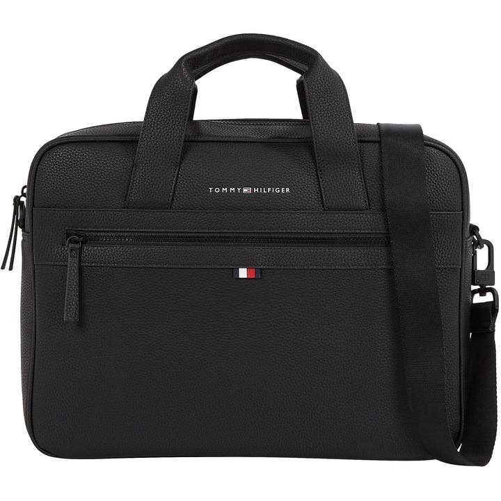 Geantă laptop Tommy Hilfiger, neagră, 14 inch, mărime unică