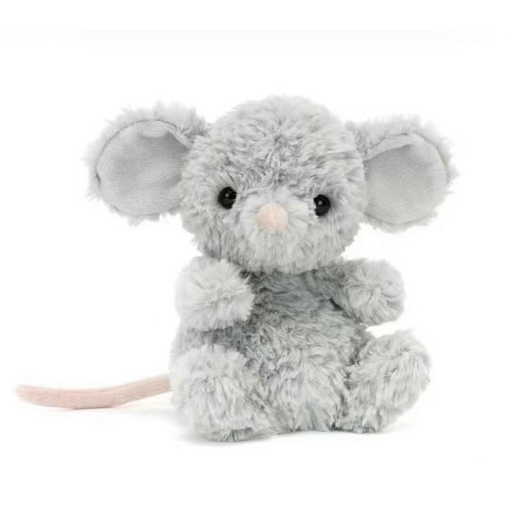Симпатична плюшена играчка мишка, 15 см, сива, за момичета, подаръчен комплект