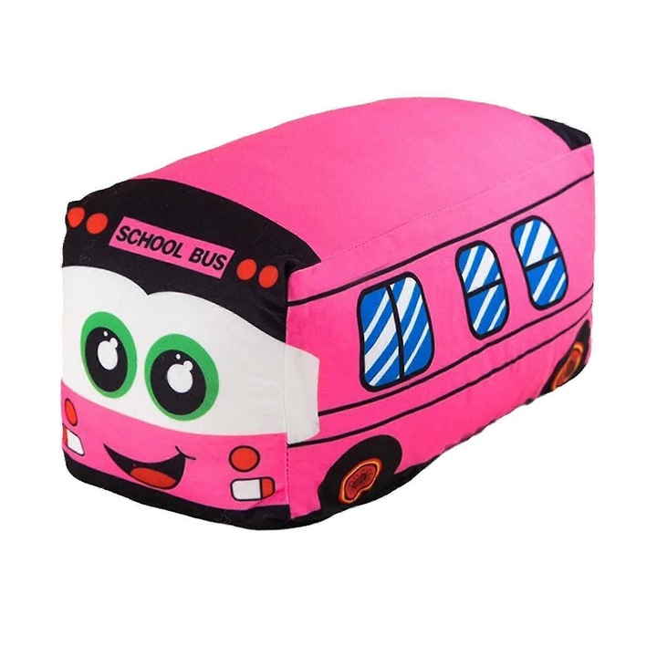 Плюшена играчка училищен автобус, 35 см, мека и преносима, универсален подарък за деца