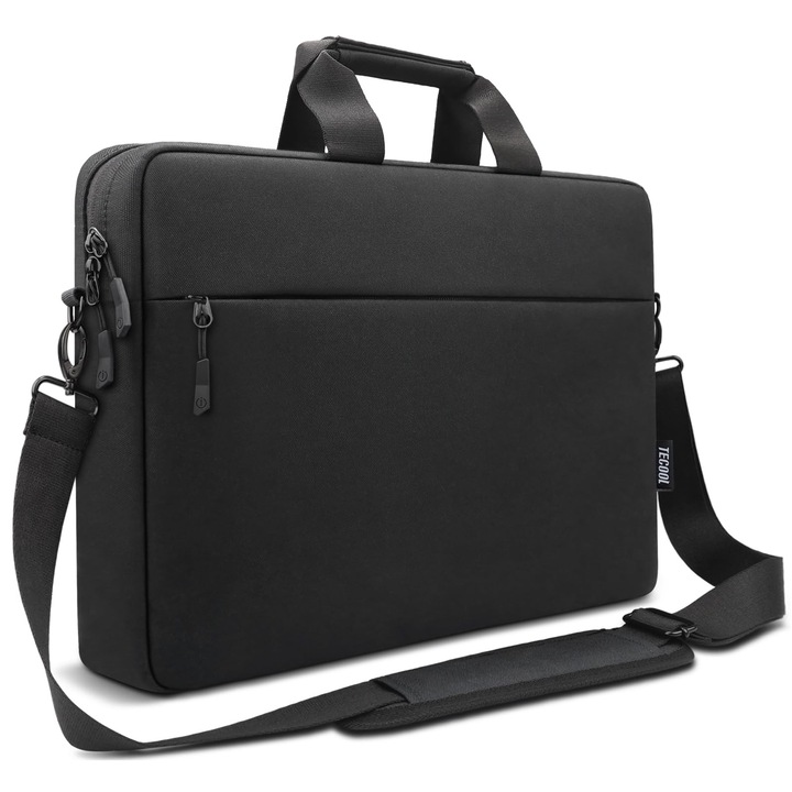 Geantă laptop TECOOL 17.3 inch, rezistentă la șocuri, impermeabilă, neagră