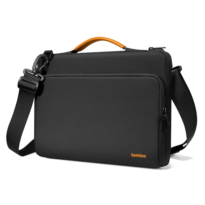 Geantă de umăr TomToc pentru laptop 13 inch, design 360, pentru MacBook Air și Pro, culoare negru