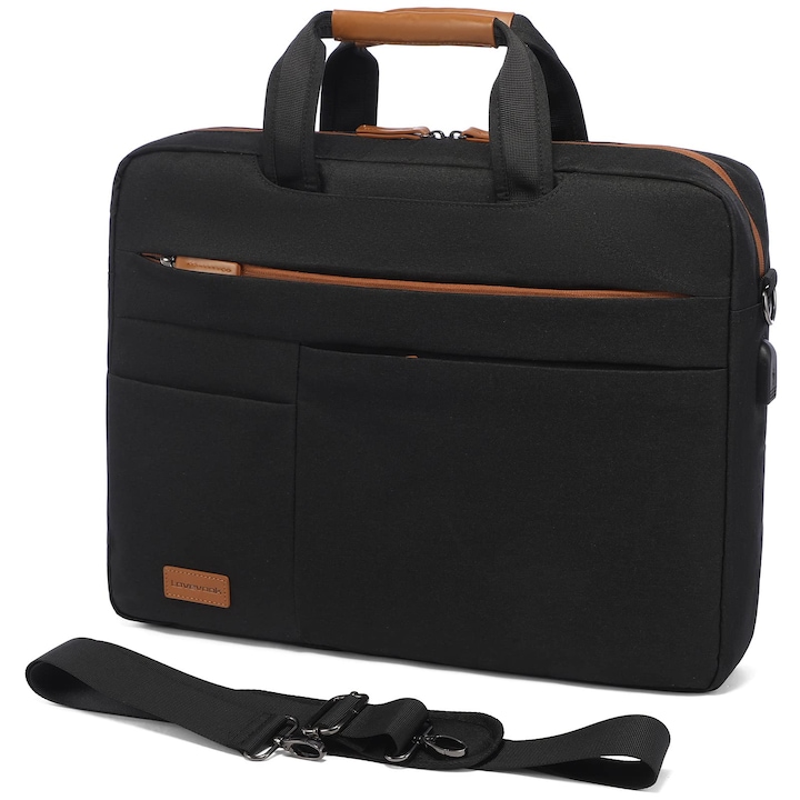 Geantă laptop Lovevook, impermeabilă, 17 inch, neagră
