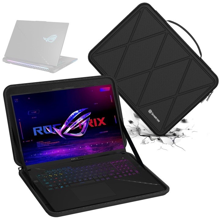 Husă rigidă de protecție Smatree, 18 inch, model Eva, pentru laptop, neagră