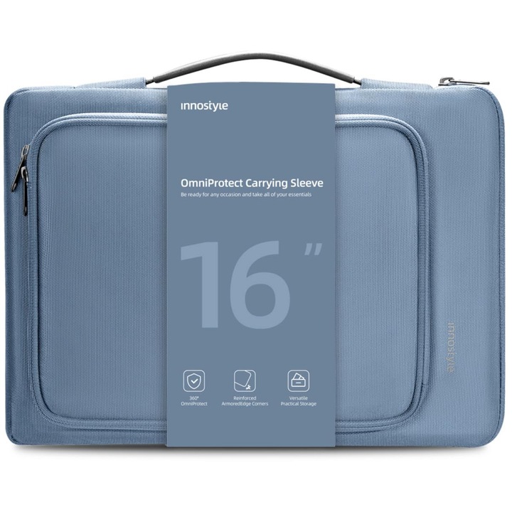 Geantă laptop Innostyle 15.6 inch, impermeabilă, pentru Macbook, Dell, culoare neagră