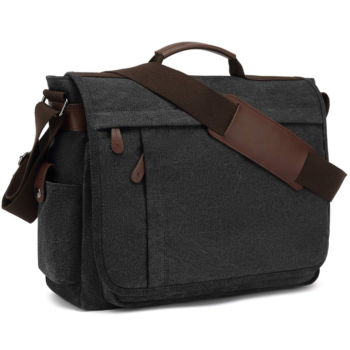 Geantă messenger Caliyo, pânză, 15.6 inch, format A4, pentru bărbați