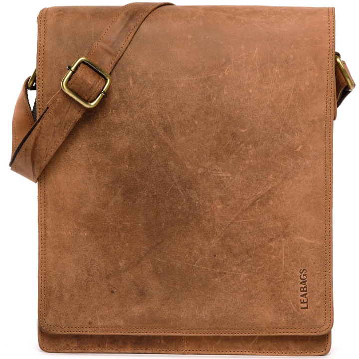 Geantă de laptop LeaBags, servietă din piele naturală, pentru laptop 13 inch, maro
