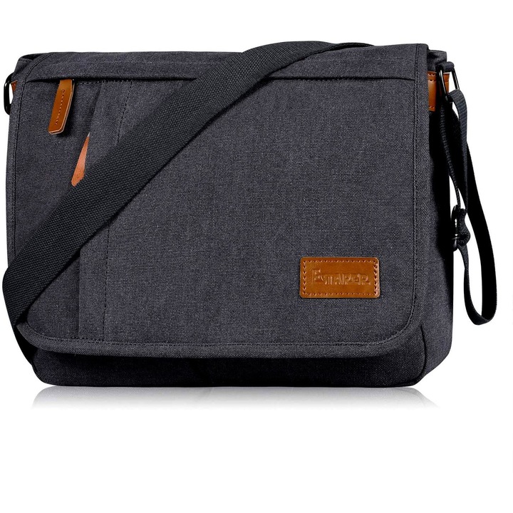 Geantă de umăr Estarer pentru laptop 14 inch, compartiment laptop, antifurt, gri