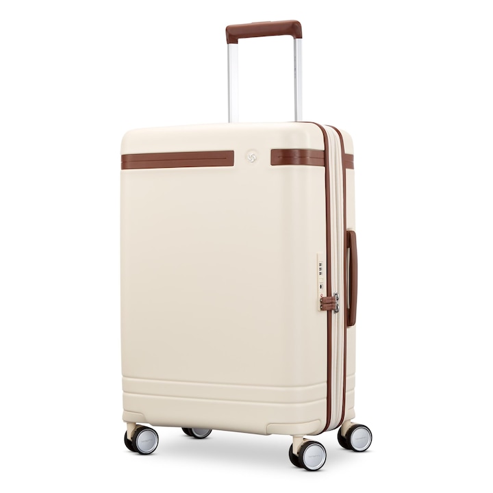 Troler Samsonite Virtuosa extensibil rigid cu roti pivotante, alb crem, 21 inch