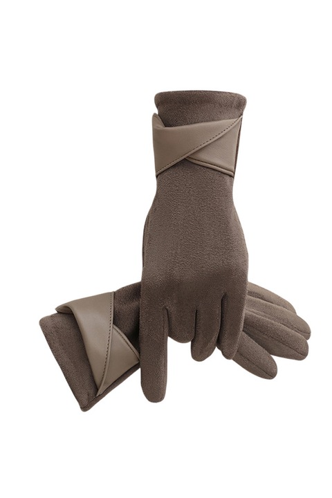 Manusi dama, model elegant, detaliu deosebit la manseta, tematica royal winter, marime universala, maro inchis, EFAYN