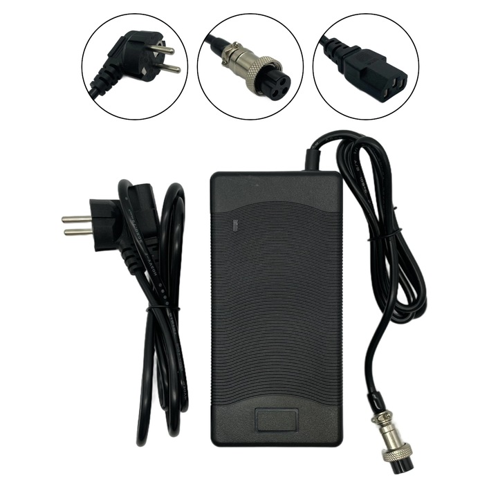 Încărcător rapid INOPARTS 54.6V 4A GX16 3 pini, protecție supratensiune, negru