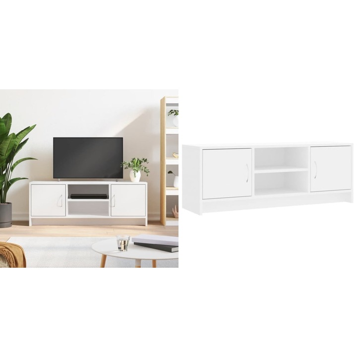 Dulap TV, alb, 102x30x37, 5 cm, lemn compozit