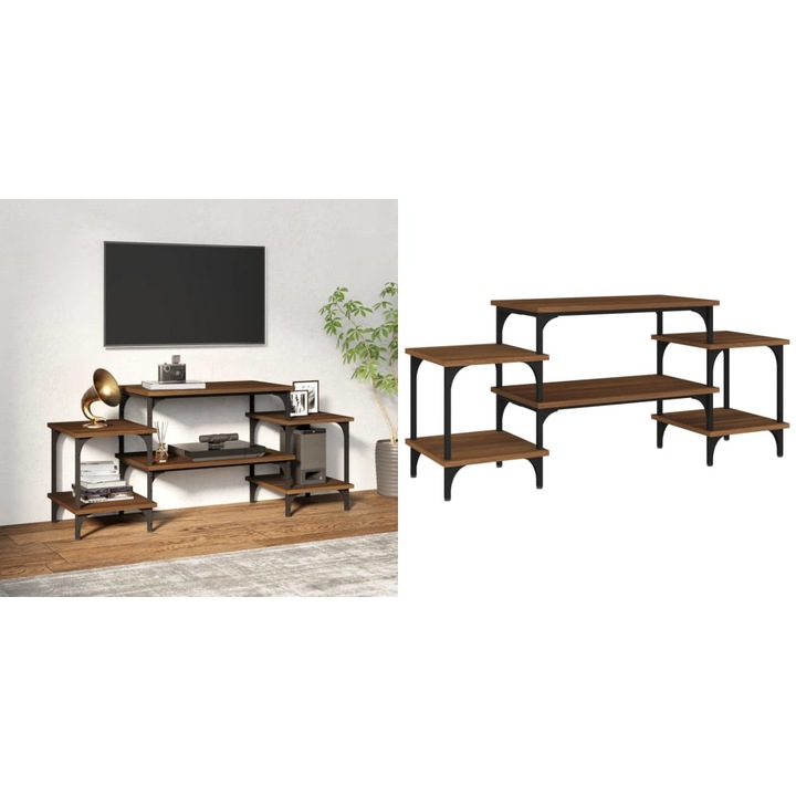 Dulap TV, stejar maro, 117x35x52 cm, lemn prelucrat