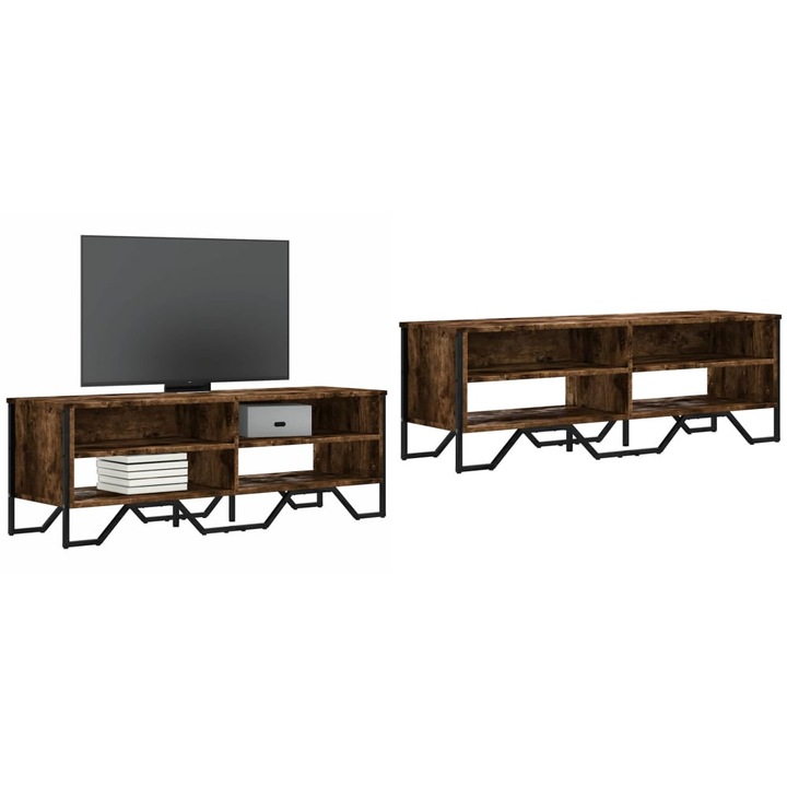 Dulap TV, stejar fumuriu, 122x34x41 cm, lemn prelucrat