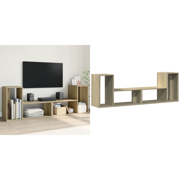 Dulap TV, 2 buc., stejar sonoma, 75x30x50 cm, lemn prelucrat
