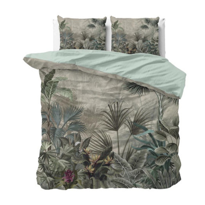 Lenjerie de pat Sleeptime Macy Green, 3 piese, antialergică, verde, 200x200/220cm