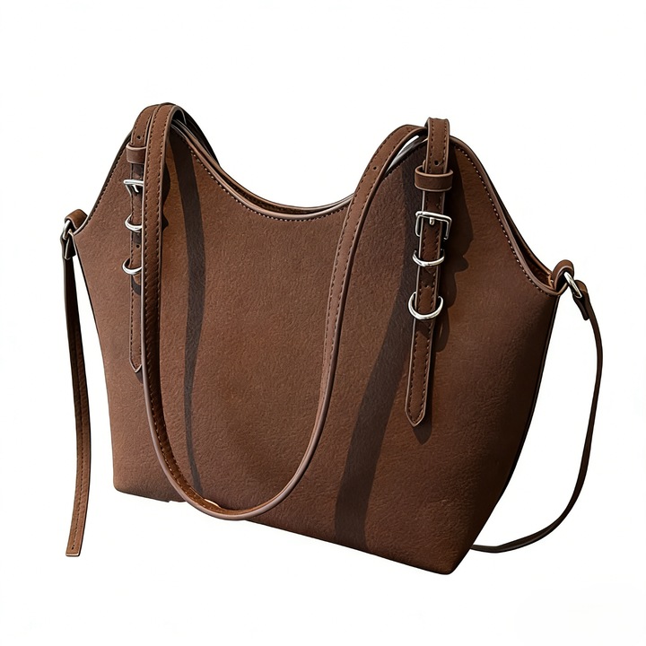 Geanta tote mare capacitate pentru femei, Lysithéra®, stil vintage mat, design elegant si simplu, material PU, calitate premium, alegere ideala pentru purtarea zilnica, culoare cafea