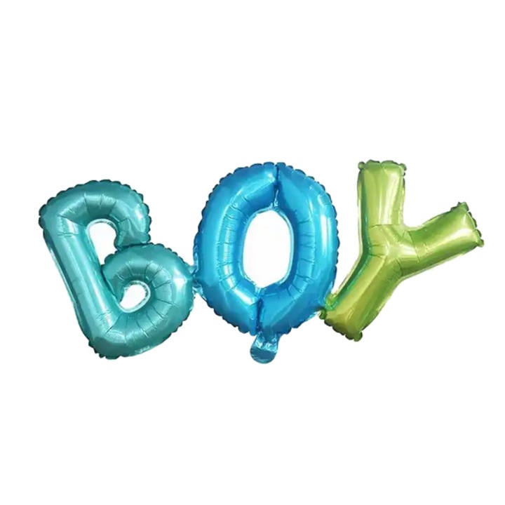Balon folie, inscriptia BOY, culori baietesti, 40x94,5 cm