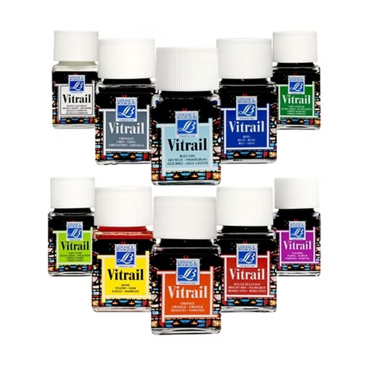 Set 10 x 50 ml Culori Vitraliu Lefranc & Bourgeois