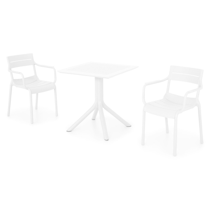 Set mobilier gradina/terasa 2 scaune si masa, Maison Mex TIPPUS/CRUSOE, alb