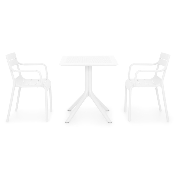 Set mobilier gradina/terasa 2 scaune si masa, Maison Mex TIPPUS/CRUSOE, alb