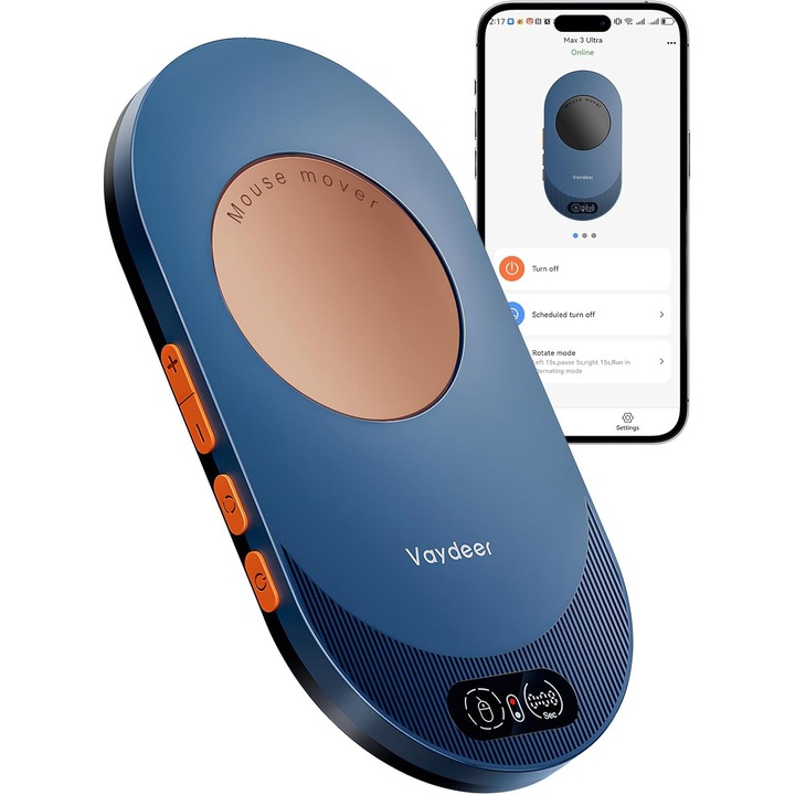 Jiggler Air 3 Ultra egér, alkalmazásvezérléssel, ultravékony egérmozgató eszköz időzítő funkcióval, LED kijelzővel, észlelhetetlen és csendes, szimulálja a kurzormozgást