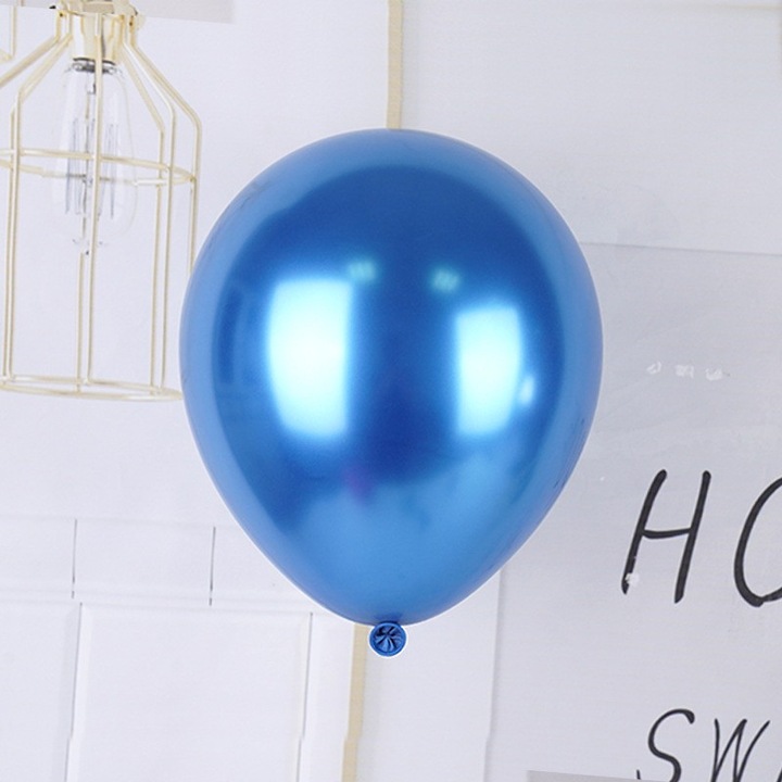 Produs premium - Set 12 Baloane, Southern Sky, din Latex Chrome, 25 cm, Albastru Inchis