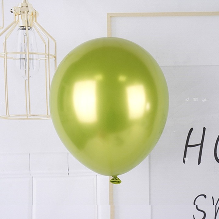 Original - Set 12 Baloane, Southern Sky, din Latex Chrome, 13 cm, Verde Lime