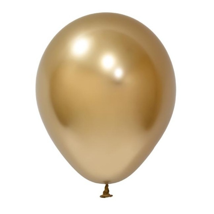 Комплект 12 балона, Flippy, от латекс хром, 25 см, златисти