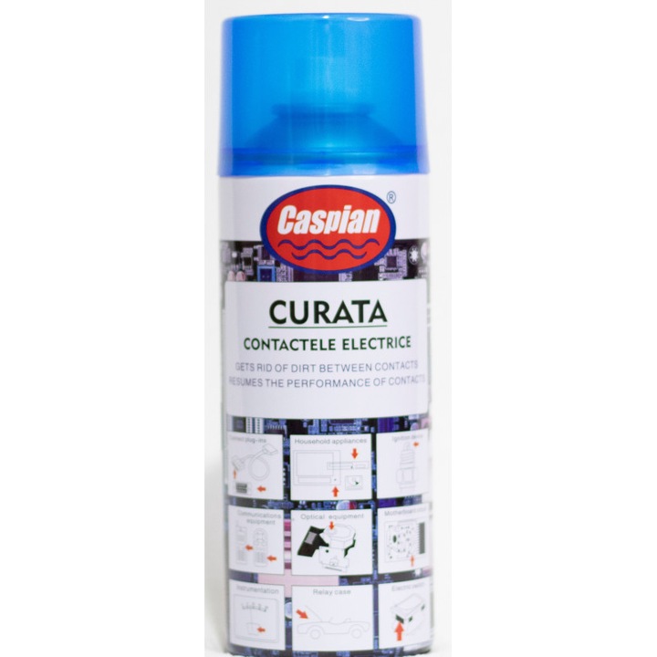 Spray de curățat contacte electrice Caspian 400ml, evaporare rapidă, fără reziduuri, protecție anticorozivă